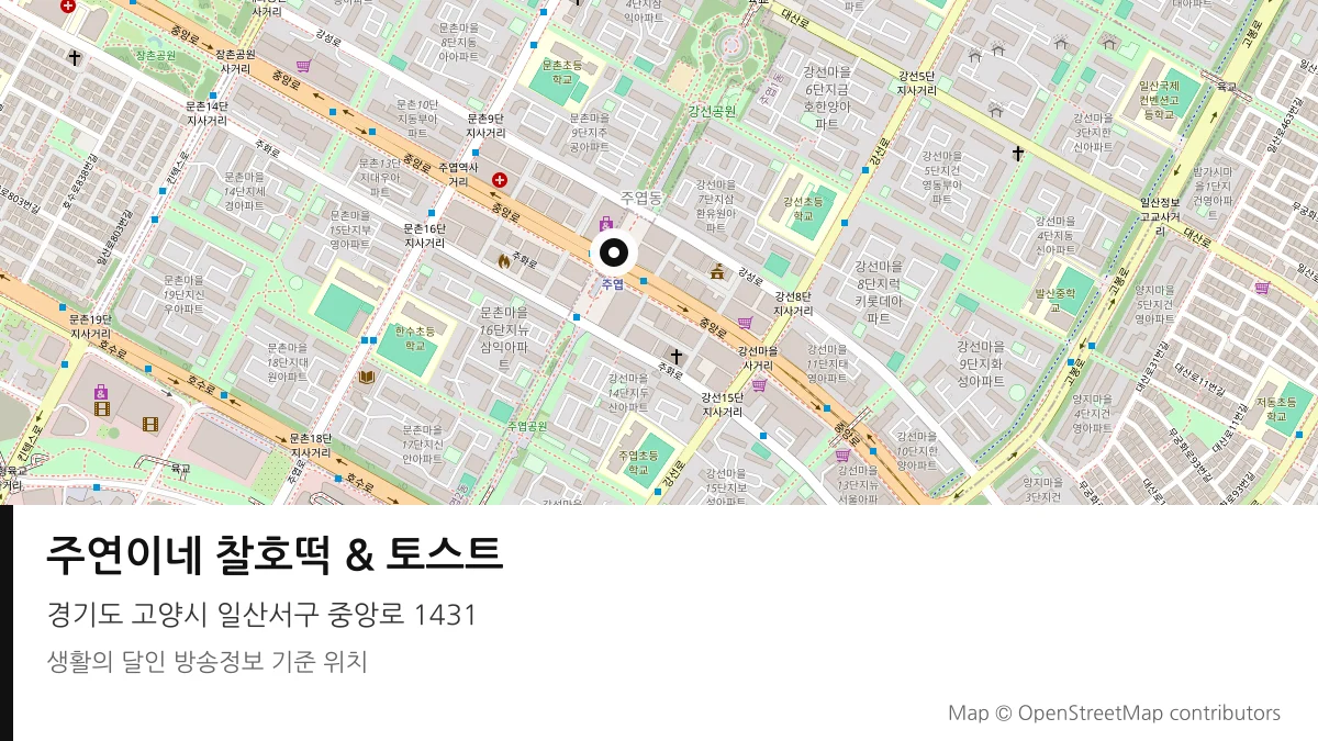 주연이네 찰호떡 & 토스트 경기 고양시 방송 장소 위치