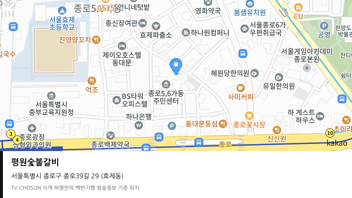 평원숯불갈비 위치 지도