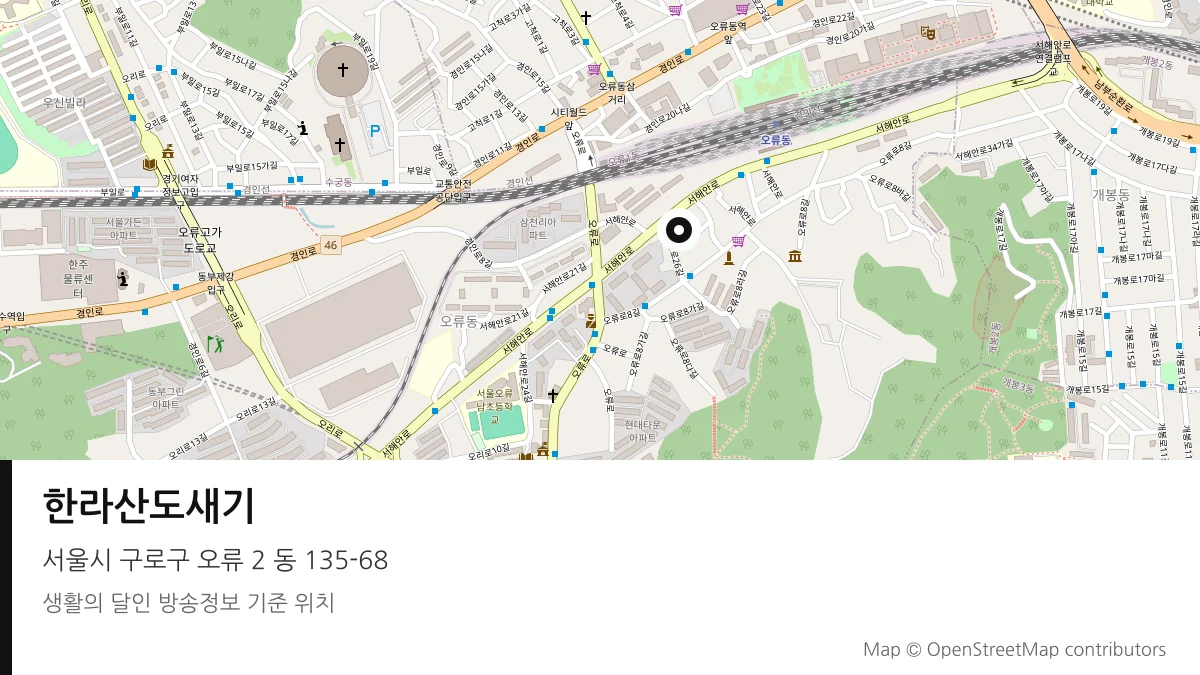한라산도새기 서울시 구로구 방송 장소 위치