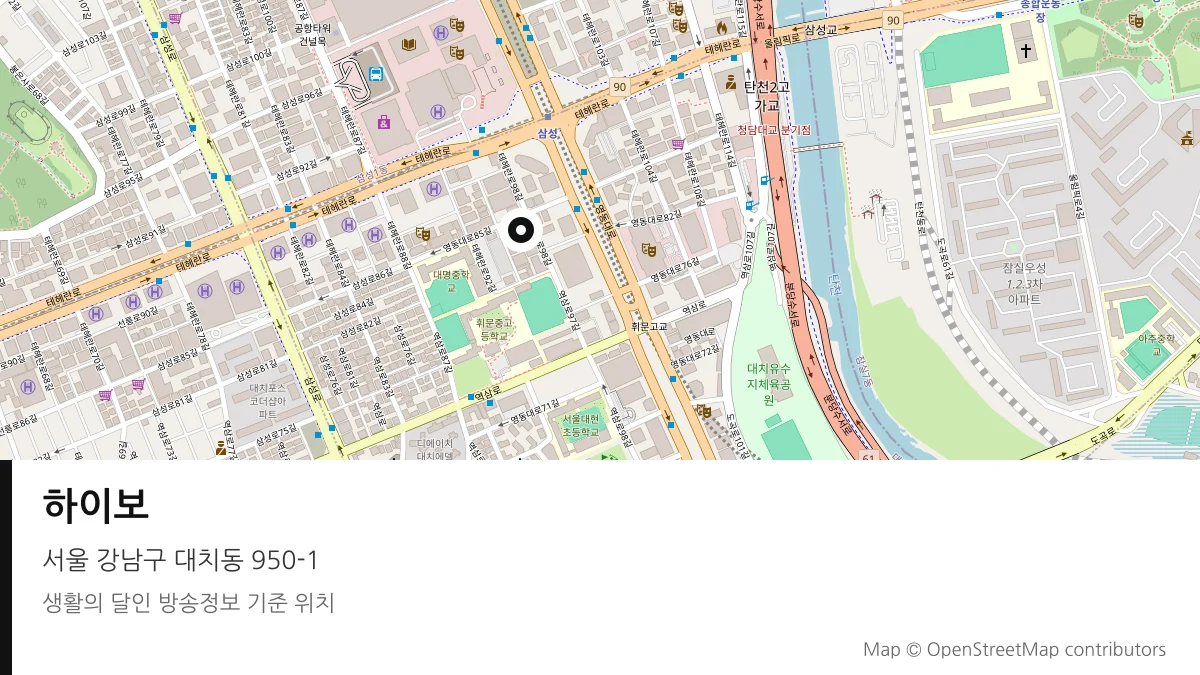 하이보 서울 강남구 방송 장소 위치