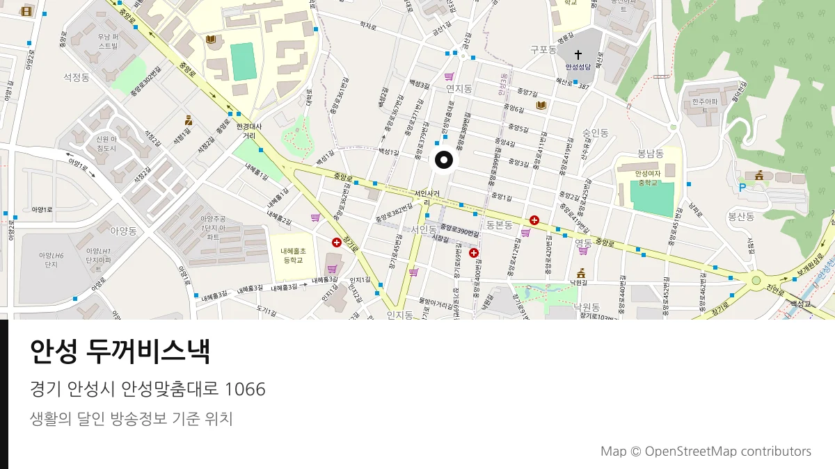 안성 두꺼비스낵 경기 안성시 방송 장소 위치